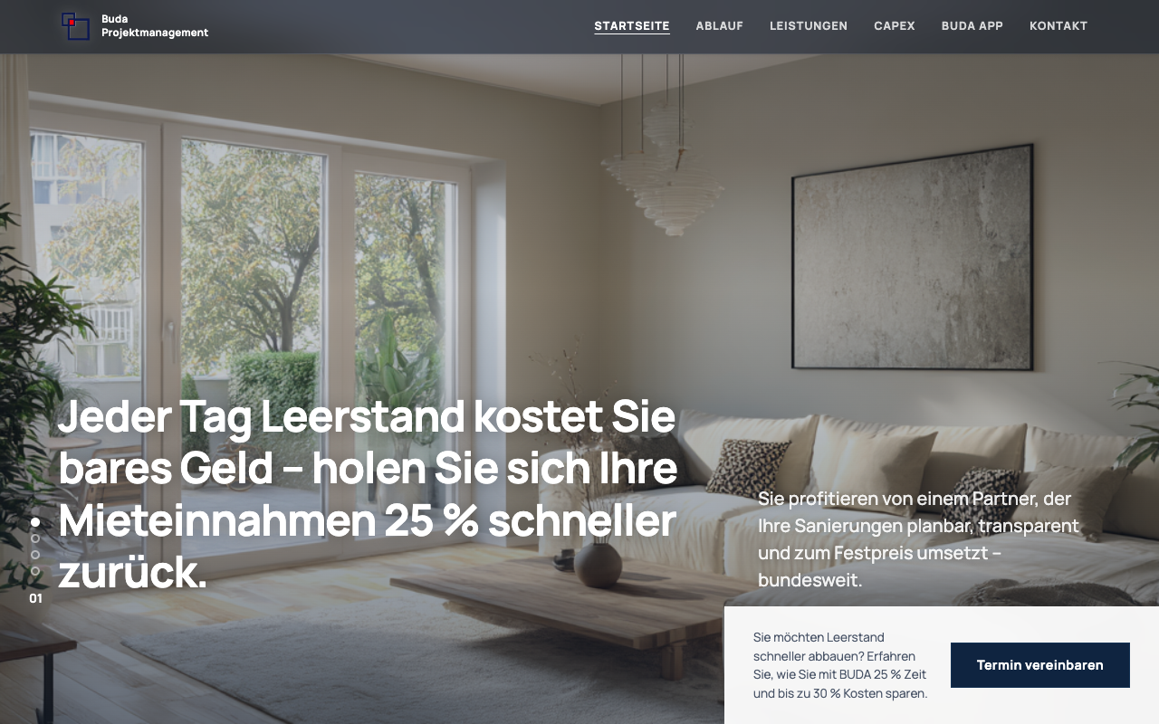Website BUDA Projektmanagement Leerstand