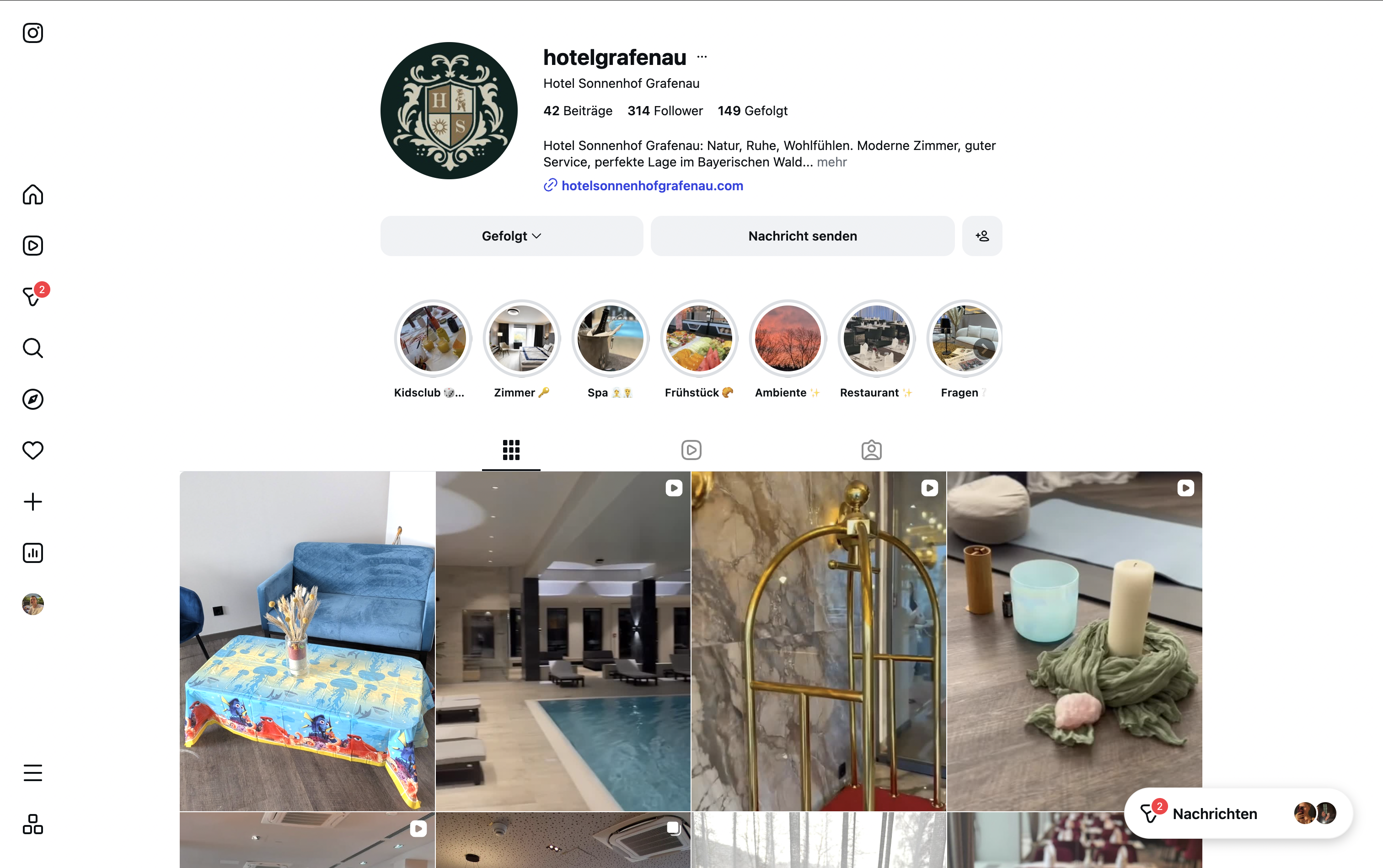 Instagram-Auftritt Hotel Grafenau