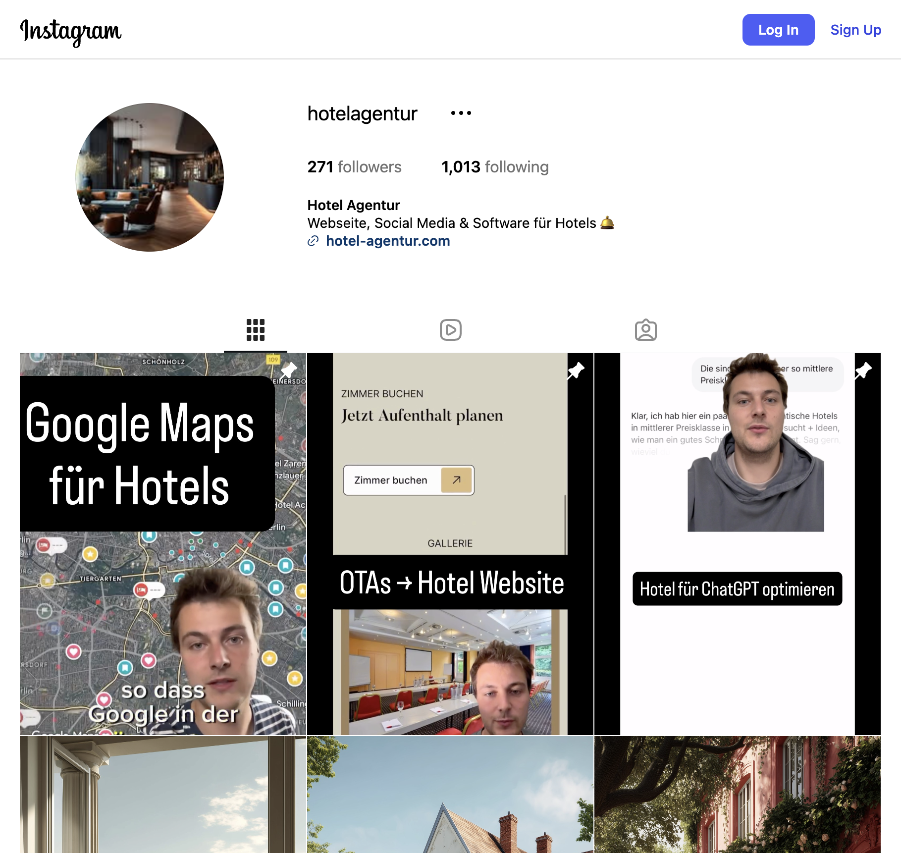 Instagram-Auftritt Hotelagentur