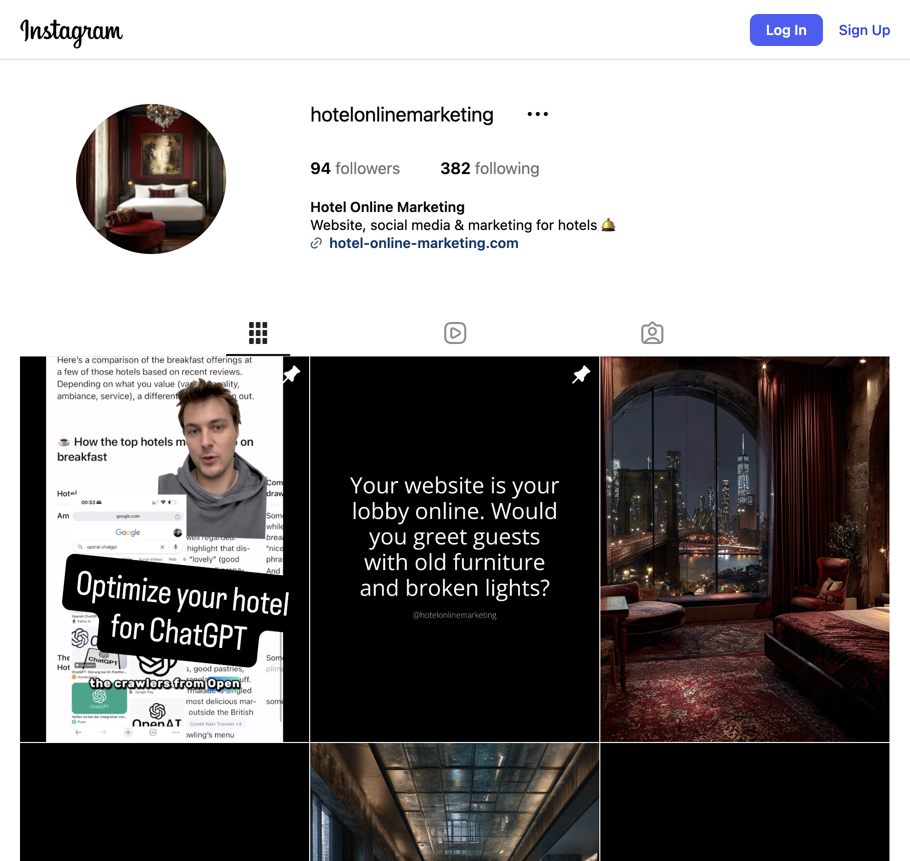 Instagram-Auftritt Hotel Online Marketing