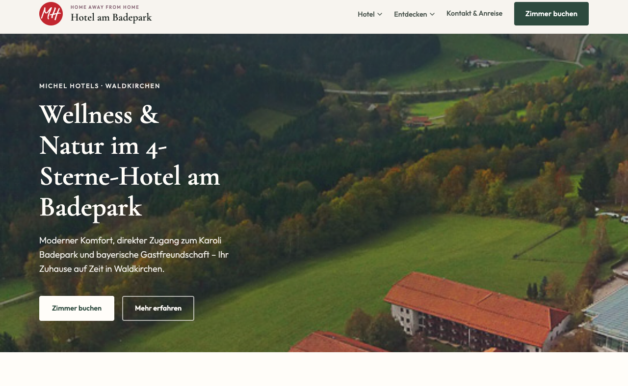 Website Hotel am Badepark Waldkirchen