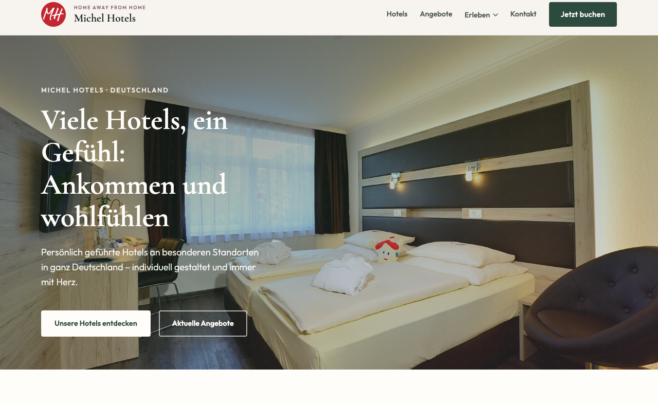Website Michel Hotels Gruppe