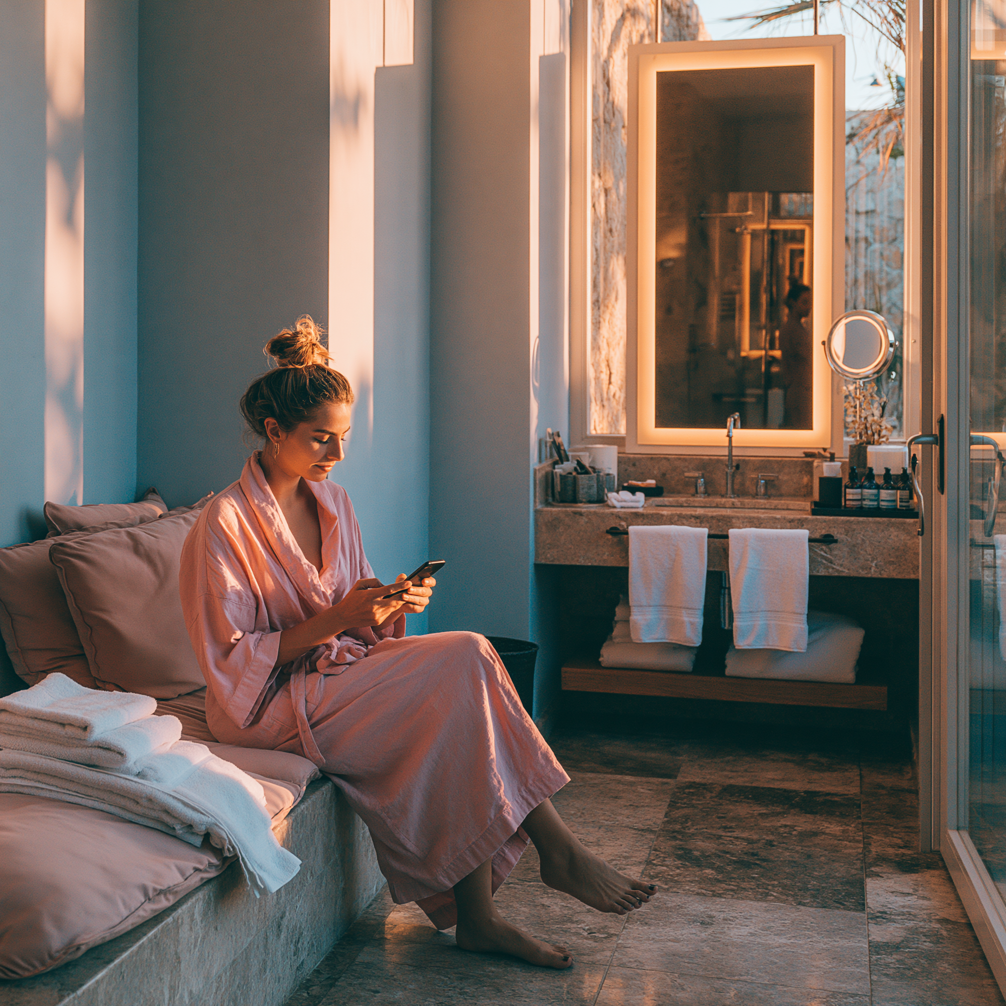 Gast bucht Extras per Smartphone im Hotelzimmer